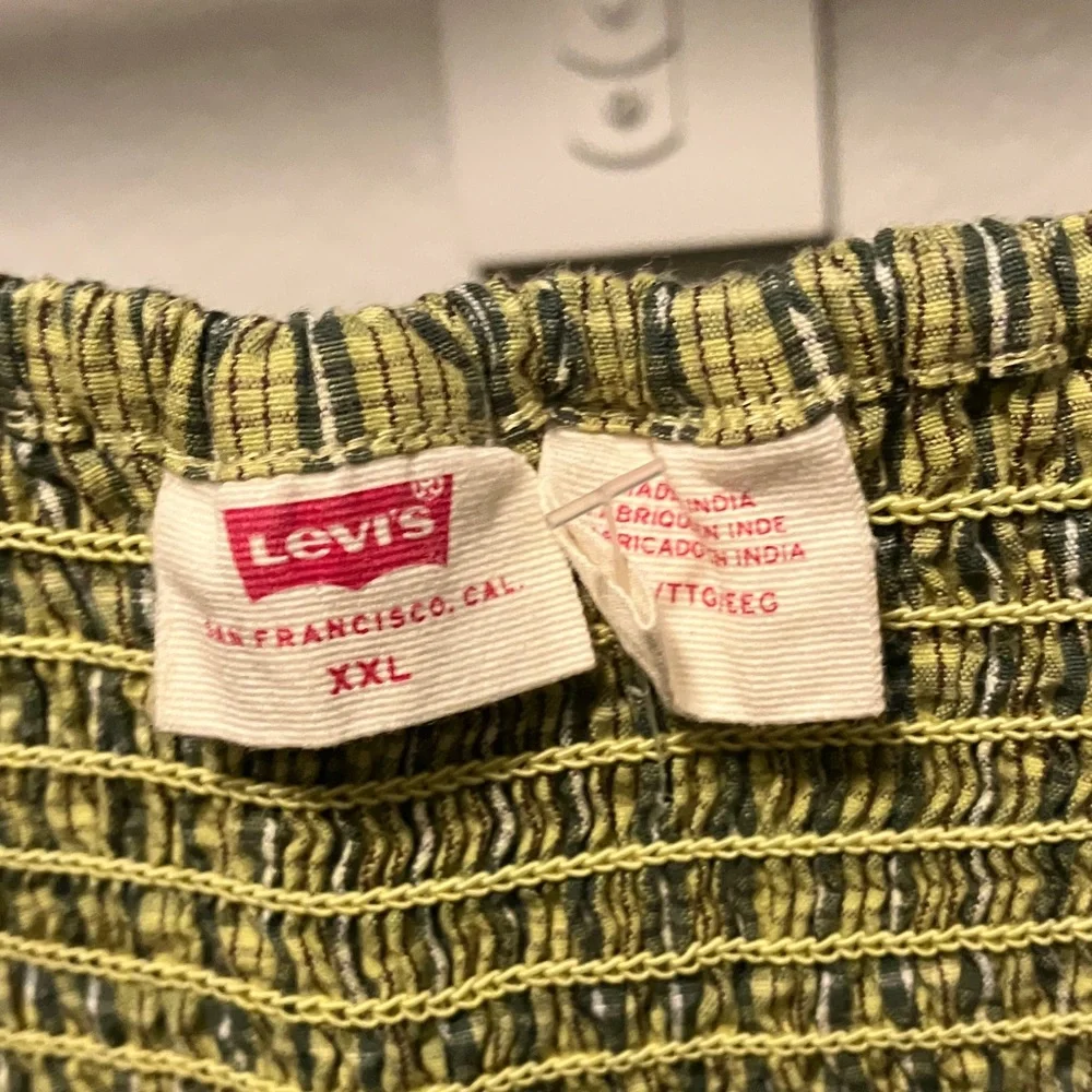 Levi's Yellow-Green Striped Square-Neck Blouse - Picture 2 of 9